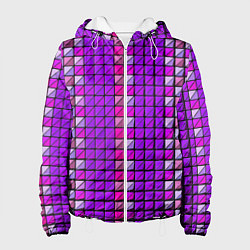 Куртка с капюшоном женская Фиолетовые плитки, цвет: 3D-белый