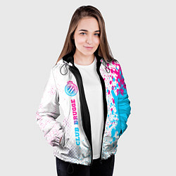 Куртка с капюшоном женская Club Brugge neon gradient style по-вертикали, цвет: 3D-черный — фото 2