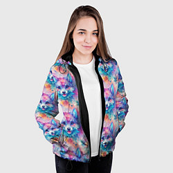 Куртка с капюшоном женская Фурри мордочки волчонка, цвет: 3D-черный — фото 2