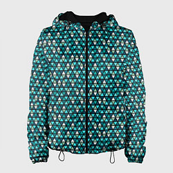 Куртка с капюшоном женская Бирюзовый геометрия, цвет: 3D-черный