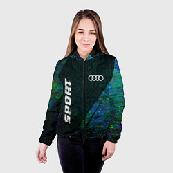 Куртка с капюшоном женская Audi sport glitch blue, цвет: 3D-черный — фото 2