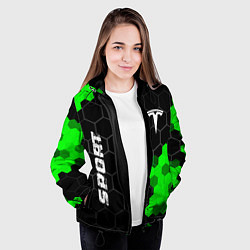 Куртка с капюшоном женская Tesla green sport hexagon, цвет: 3D-черный — фото 2
