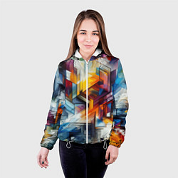 Куртка с капюшоном женская Абстрактные фигуры, цвет: 3D-белый — фото 2