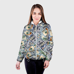 Куртка с капюшоном женская Банкноты сто долларов, цвет: 3D-белый — фото 2