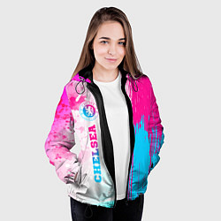 Куртка с капюшоном женская Chelsea neon gradient style по-вертикали, цвет: 3D-черный — фото 2