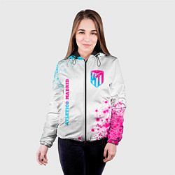 Куртка с капюшоном женская Atletico Madrid neon gradient style вертикально, цвет: 3D-черный — фото 2