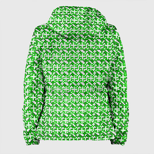 Женская куртка Белые плюсики на зелёном фоне / 3D-Белый – фото 2