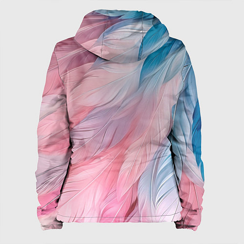 Женская куртка Пастельно-голубые и розовые перья / 3D-Белый – фото 2
