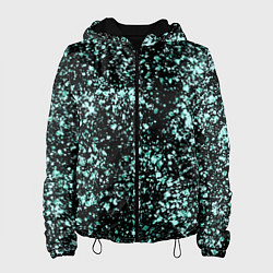 Куртка с капюшоном женская Чёрный с напылением голубого цвета абстракция, цвет: 3D-черный