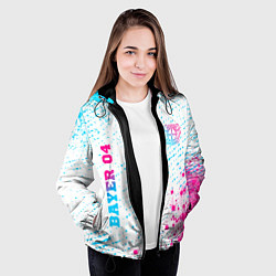 Куртка с капюшоном женская Bayer 04 neon gradient style вертикально, цвет: 3D-черный — фото 2
