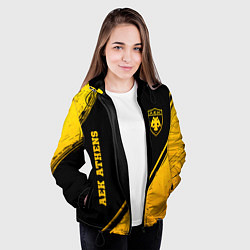Куртка с капюшоном женская AEK Athens - gold gradient вертикально, цвет: 3D-черный — фото 2