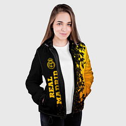 Куртка с капюшоном женская Real Madrid - gold gradient по-вертикали, цвет: 3D-черный — фото 2