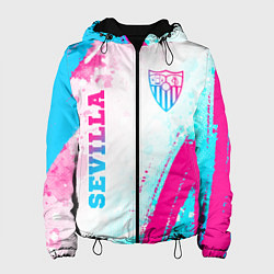 Куртка с капюшоном женская Sevilla neon gradient style вертикально, цвет: 3D-черный