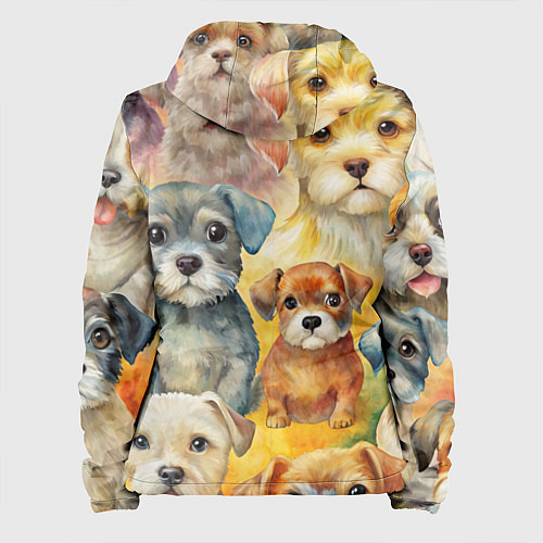 Женская куртка Красочный паттерн с щенками / 3D-Черный – фото 2