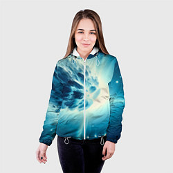 Куртка с капюшоном женская Неоновая комета - нейросеть, цвет: 3D-белый — фото 2