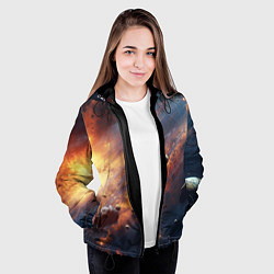 Куртка с капюшоном женская Вселенная и планеты, цвет: 3D-черный — фото 2