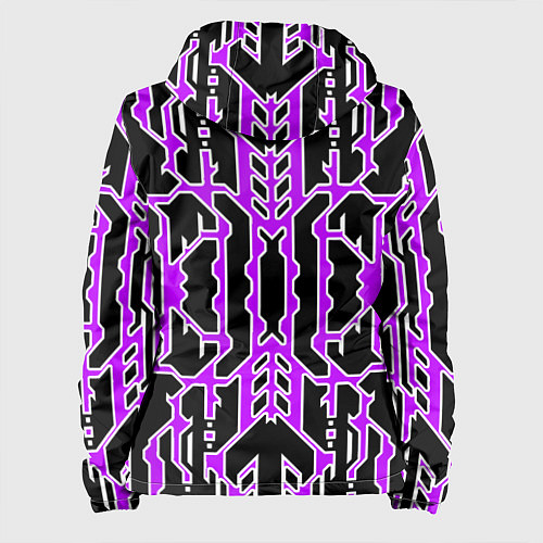 Женская куртка Техно фиолетовые линии с белой обводкой на чёрном / 3D-Белый – фото 2