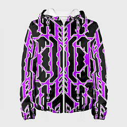 Женская куртка Техно фиолетовые линии с белой обводкой на чёрном