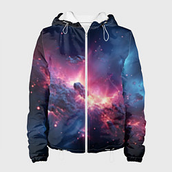 Куртка с капюшоном женская Взрыв в космосе, цвет: 3D-белый