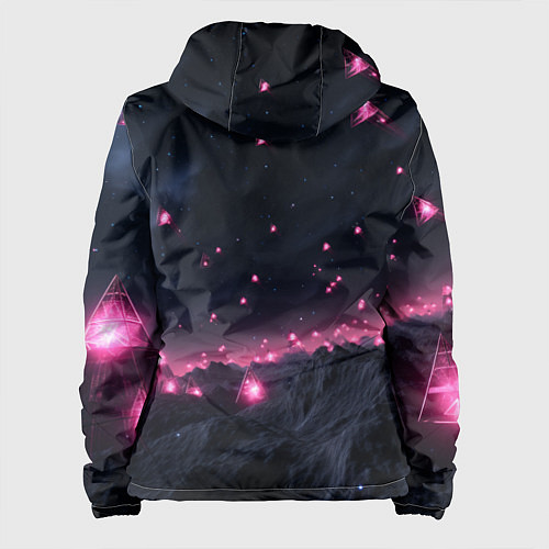 Женская куртка Яркие пирамидки в космосе / 3D-Черный – фото 2