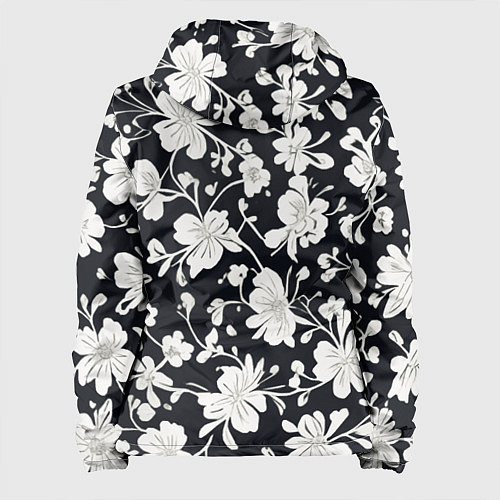 Женская куртка Патерн белых цветов на черном фоне / 3D-Белый – фото 2