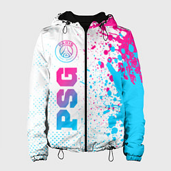 Куртка с капюшоном женская PSG neon gradient style по-вертикали, цвет: 3D-черный