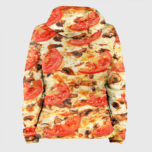 Женская куртка Пицца с грибами и томатом - текстура / 3D-Черный – фото 2
