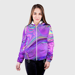 Куртка с капюшоном женская Неоновый розовый бензин, цвет: 3D-белый — фото 2