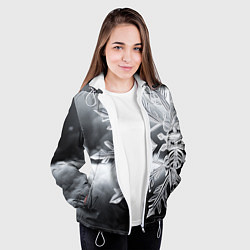 Куртка с капюшоном женская Чено-белая снежинка, цвет: 3D-белый — фото 2