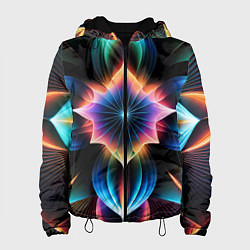 Куртка с капюшоном женская Графические лепестки радужные, цвет: 3D-черный