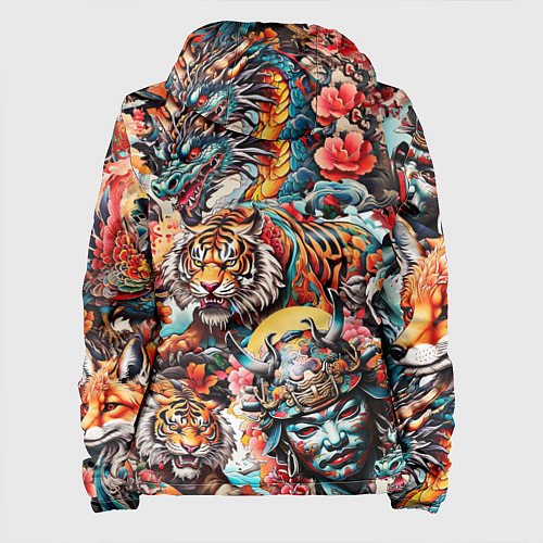 Женская куртка Японская татуировка дракона тигра и самурая / 3D-Черный – фото 2