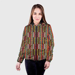 Куртка с капюшоном женская Африканские полоски, цвет: 3D-черный — фото 2