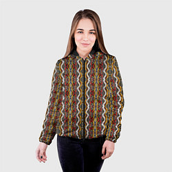 Куртка с капюшоном женская Оранжевые африканские волны, цвет: 3D-черный — фото 2