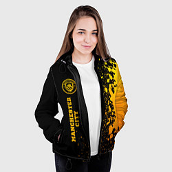 Куртка с капюшоном женская Manchester City - gold gradient по-вертикали, цвет: 3D-черный — фото 2