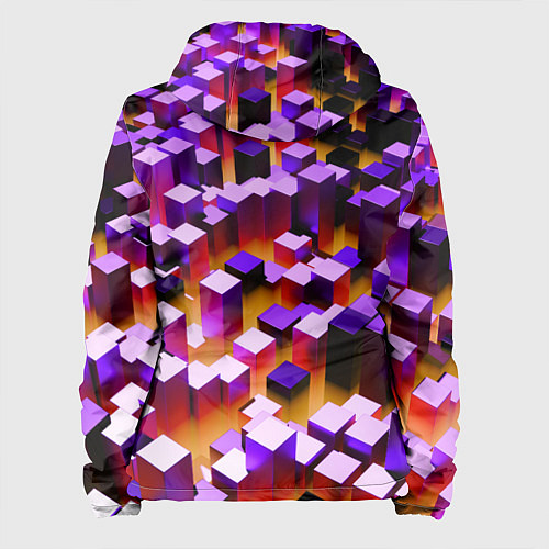 Женская куртка Фиолетовые блоки в оранжевом тумане / 3D-Белый – фото 2