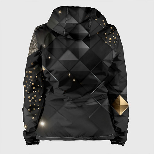 Женская куртка Золотой герб России на черно-золотой текстуре / 3D-Белый – фото 2