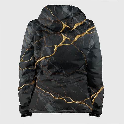 Женская куртка Золотой герб России на черно-золотой текстуре / 3D-Белый – фото 2