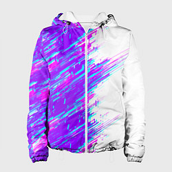 Куртка с капюшоном женская Neon glitch, цвет: 3D-белый