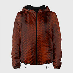 Куртка с капюшоном женская Ярко-коричневый волнистыми линиями, цвет: 3D-черный