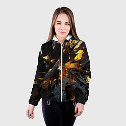 Куртка с капюшоном женская Раскол черных плит и янтаря, цвет: 3D-белый — фото 2