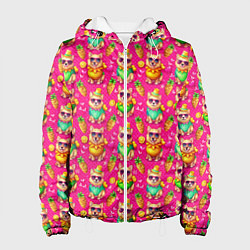 Женская куртка Щенята и летний вайб паттерн