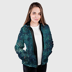 Куртка с капюшоном женская Сине-бирюзовый абстрактный, цвет: 3D-черный — фото 2