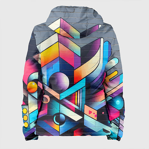 Женская куртка Геометрическое абстрактное граффити - нейросеть / 3D-Черный – фото 2