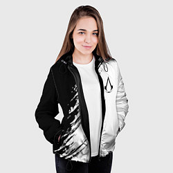 Куртка с капюшоном женская Ассасинс Крид - белый и черный цвет, цвет: 3D-черный — фото 2