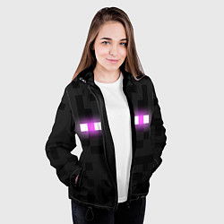 Куртка с капюшоном женская Эндермен майнкрафт, цвет: 3D-черный — фото 2
