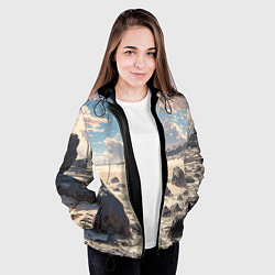 Куртка с капюшоном женская Аниме пляж, цвет: 3D-черный — фото 2