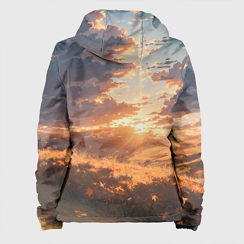 Женская куртка Вечерний закат - аниме / 3D-Черный – фото 2