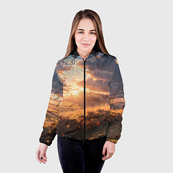 Куртка с капюшоном женская Вечерний закат - аниме, цвет: 3D-черный — фото 2