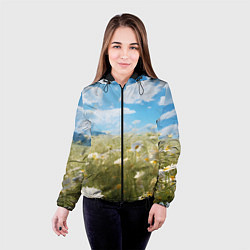 Куртка с капюшоном женская Ромашковое поле, цвет: 3D-черный — фото 2