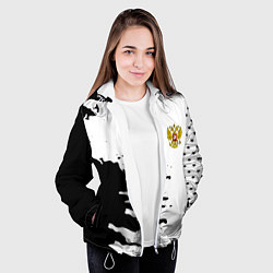 Куртка с капюшоном женская Россия герб звёзды в красках, цвет: 3D-белый — фото 2